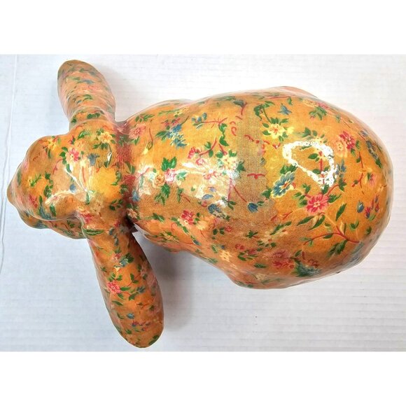 Vtg Decoupage Floral Pattern Bunny Figurine Vintage Farmhouse Country Style USA - Picture 8 of 12